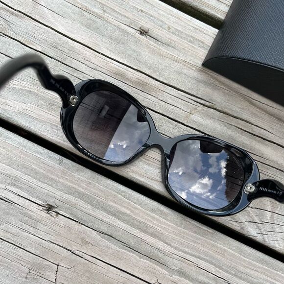 Prada SPR 08L Black Oversized Women Sunglasses - Picture 4 of 6